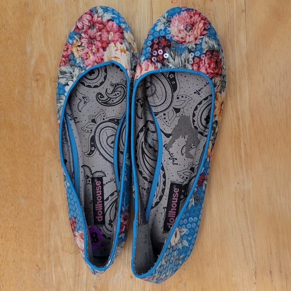 Dollhouse Floral Sequin Flats